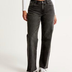 Abercrombie & Fitch Curve Love Low Rise Baggy Jean- Black, Size 24Short